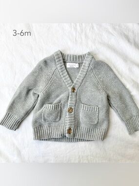 🪴5/$30 Rise Little Earthling 3-6 Months Baby Knit Grey Cardigan Spring Fall